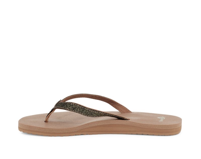 Sanuk Yoga Joy Sparkle Women's Flip Flops Gold | Canada 80AHK